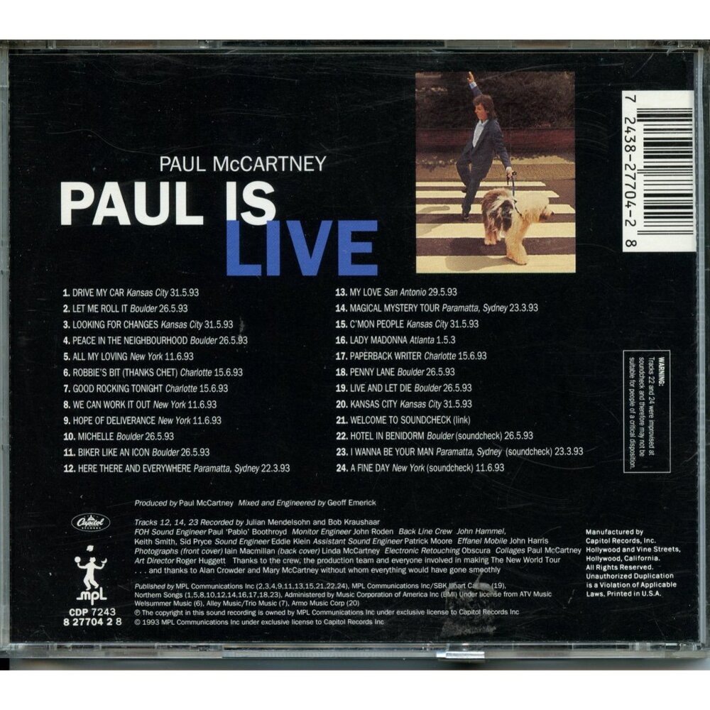 Paul Is Live [Audio CD] Paul McCartney  24 Recording - Picture 2 of 4
